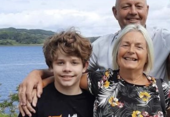 Ted Sanderson with his grandparents, collapsed at school