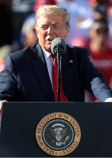 Trump speaking at a Rally in October of 2020