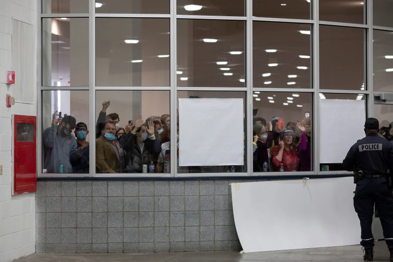 Election official preventing poll watchers from monitoring vote counting