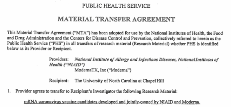 Part of the NSAID and Moiderna confidentiality agreement