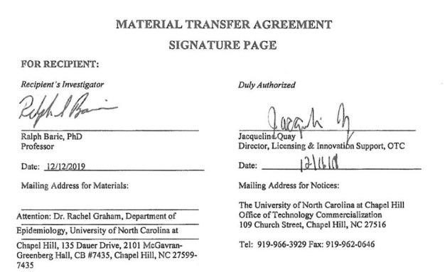 Material Transfer agreement